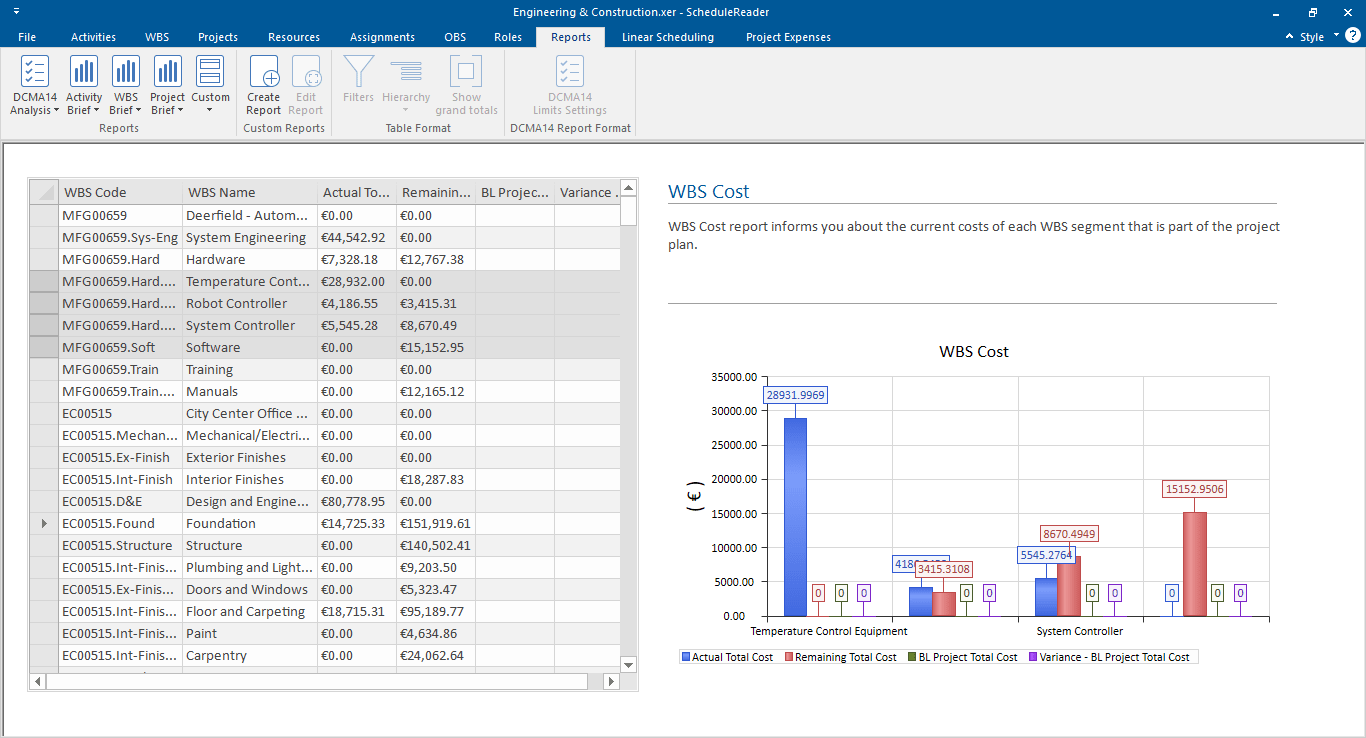 WBS Cost Report