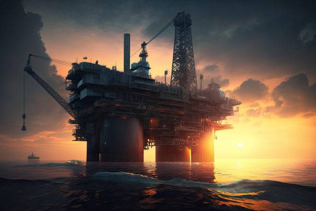oil platform ocean with sun setting it 650x433 1