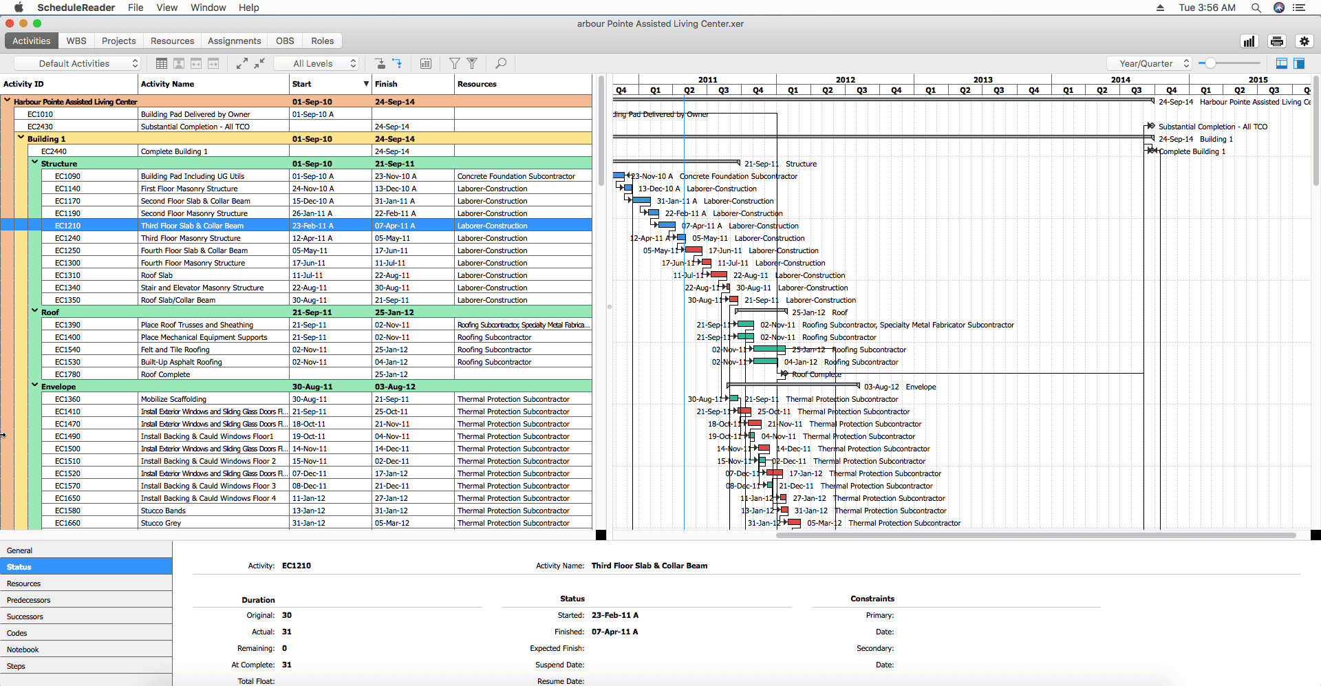 ScheduleReader para Mac 4 vista de actividad mac