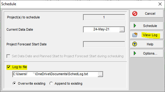 schedule log