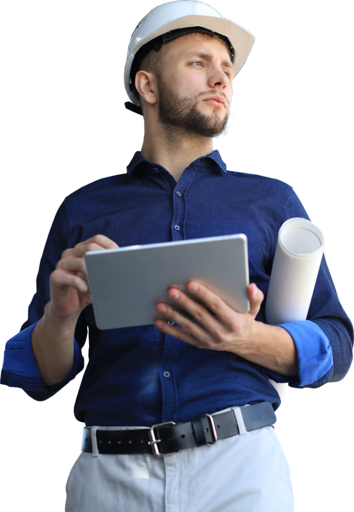 Schuss Ingenieur mit digitalen Tablette Baustelle diese Software helfen mir den Überblick behalten alles 707x1024 1