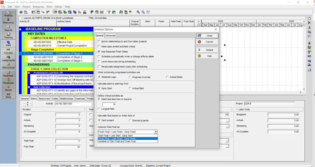 total float window 2 min