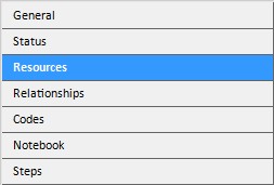Resource tab in Bottom view
