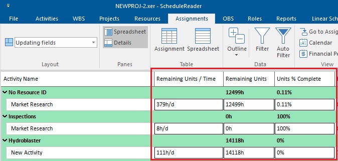 Updating Assignment view
