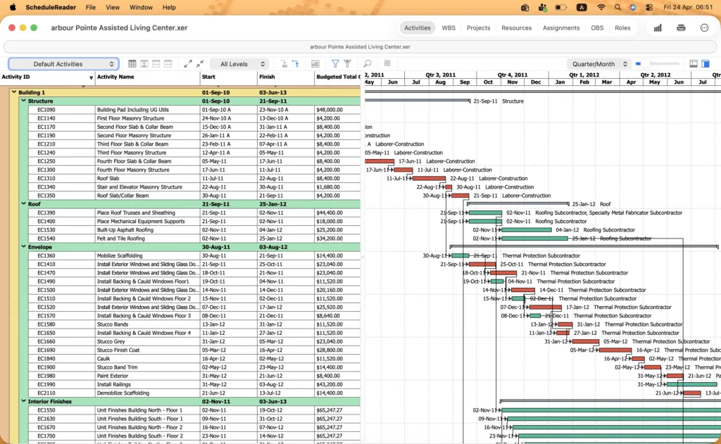 ScheduleReader para Mac 6 Vista de actividad