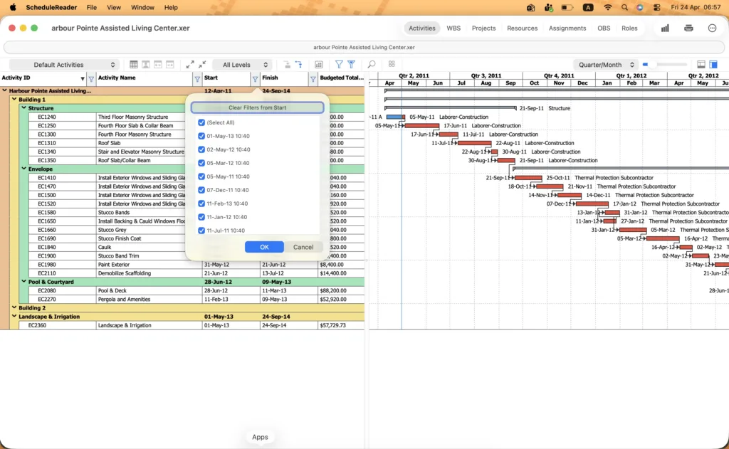 ScheduleReader para Mac 7 Filtrado