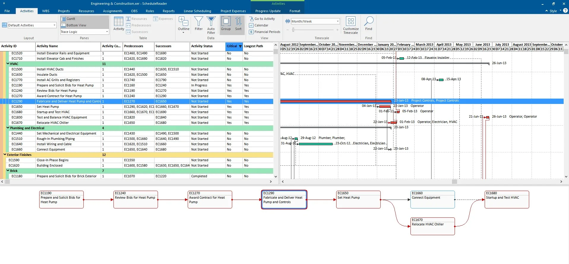trace logic view schedule reader